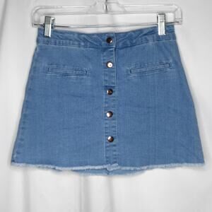 Forever 21 Girls Snap Front A-Line Denim Skirt 11/12